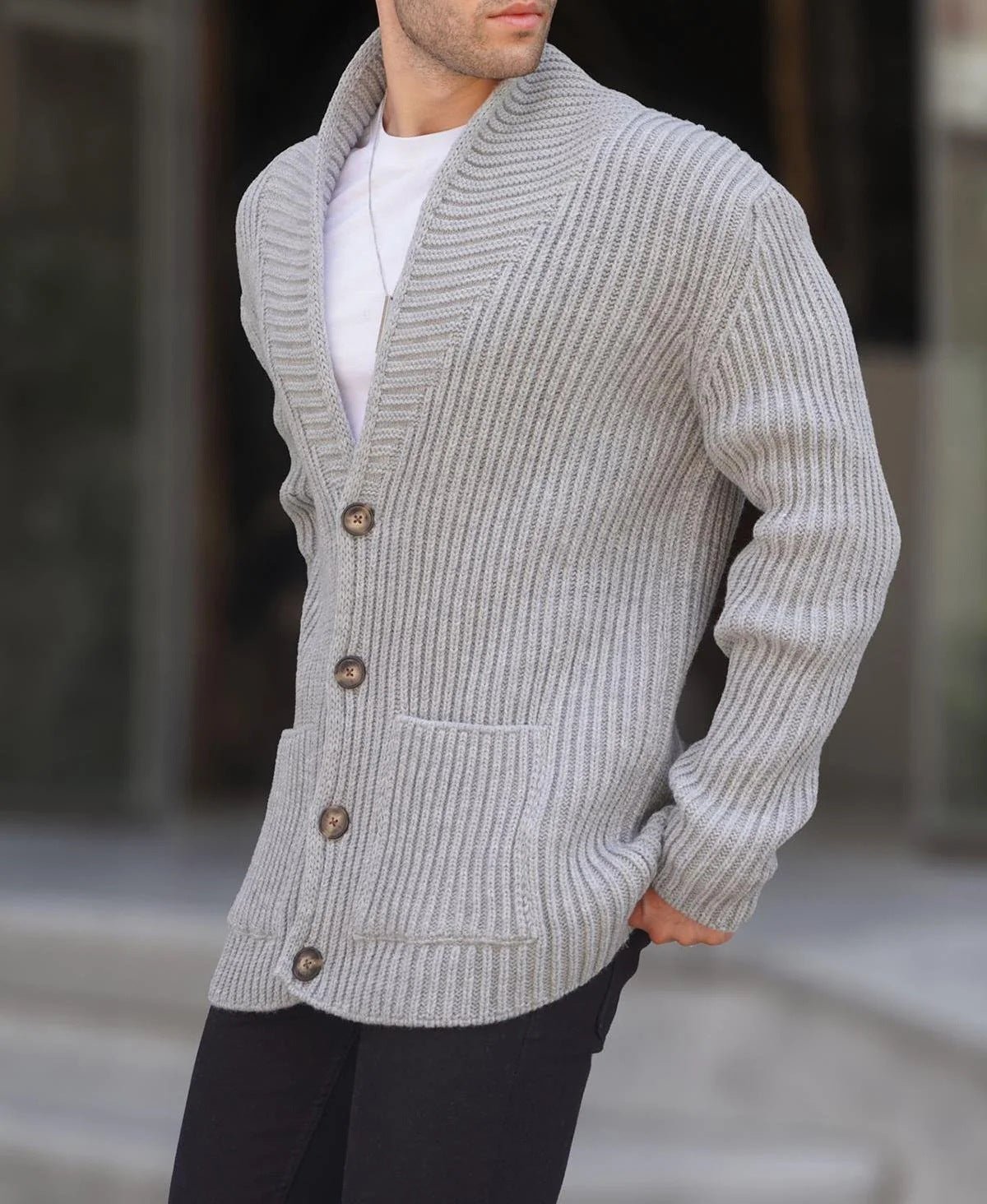 Single - breasted Long Sleeve Lapel Sweater Men's Clothing - StepByStepNow