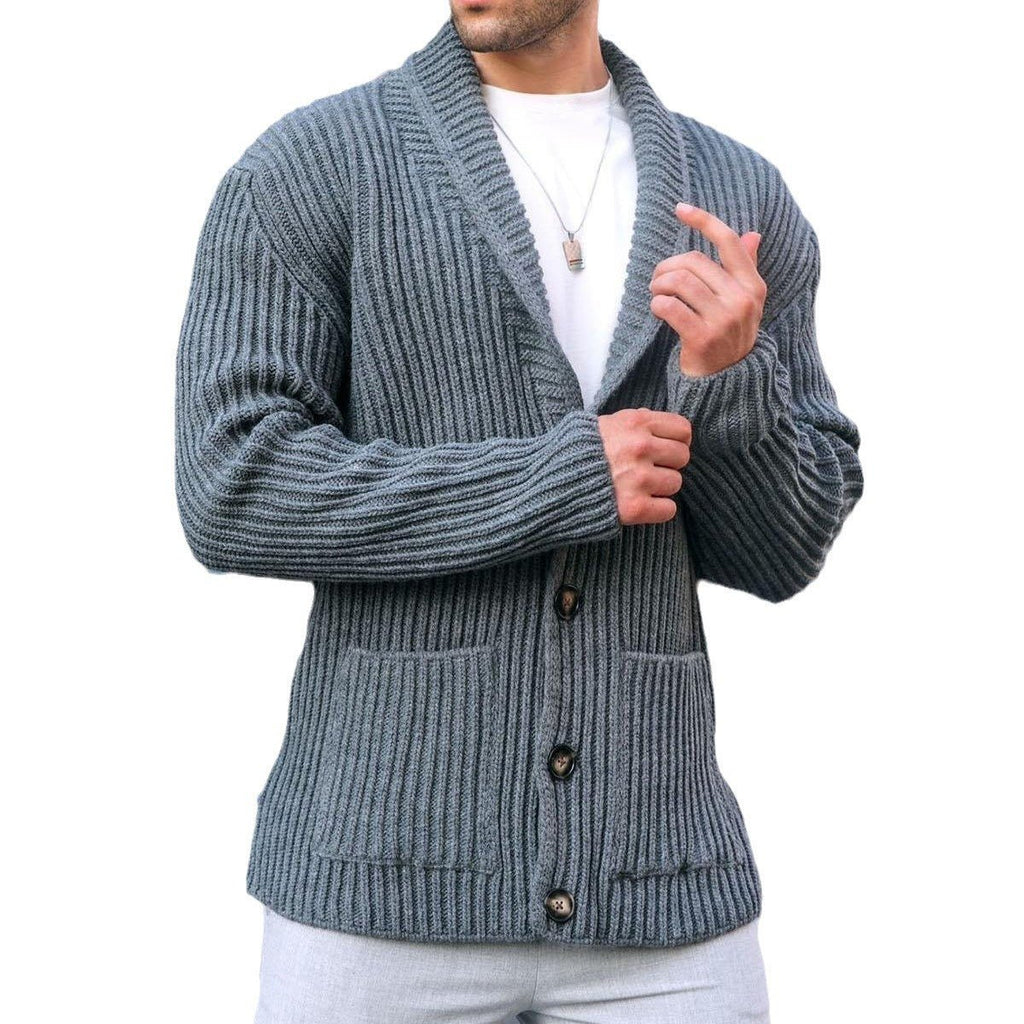 Single - breasted Long Sleeve Lapel Sweater Men's Clothing - StepByStepNow