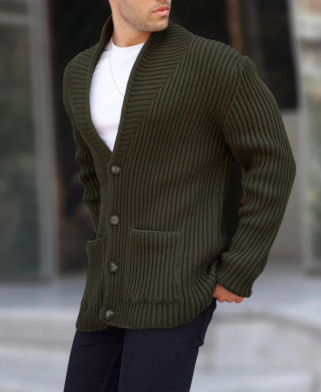 Single - breasted Long Sleeve Lapel Sweater Men's Clothing - StepByStepNow