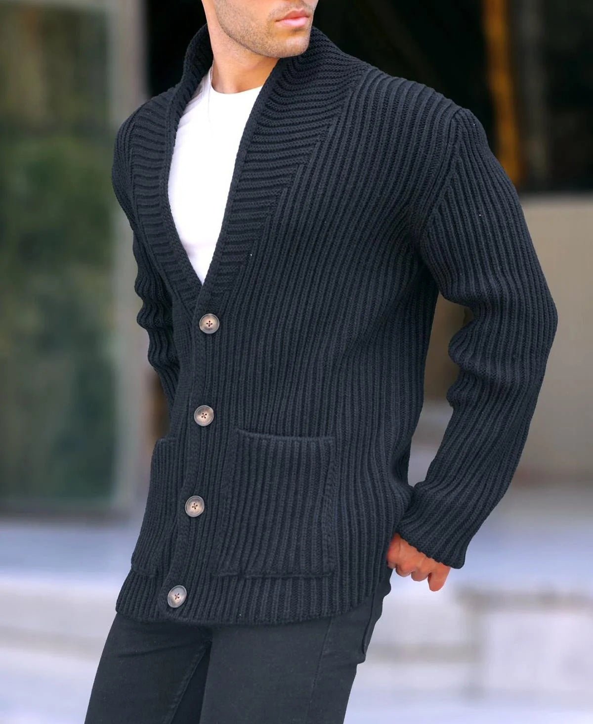 Single - breasted Long Sleeve Lapel Sweater Men's Clothing - StepByStepNow
