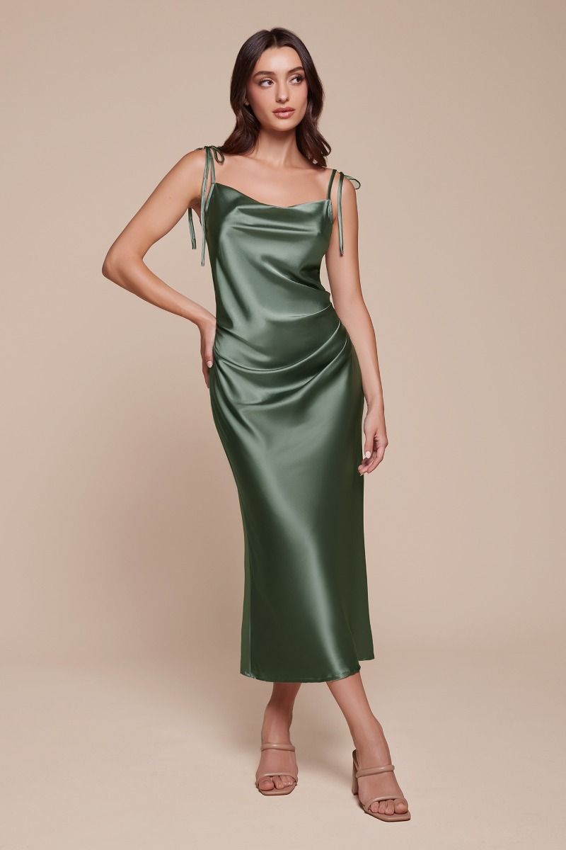 Slim Fit Satin Midi Dress - StepByStepNow