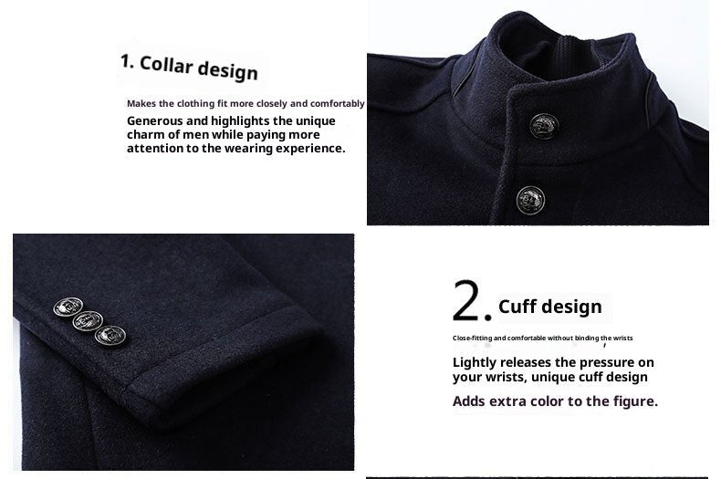 Solid Color Casual Men's Woolen Coat - StepByStepNow