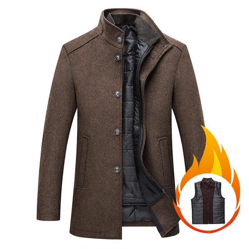 Solid Color Casual Men's Woolen Coat - StepByStepNow