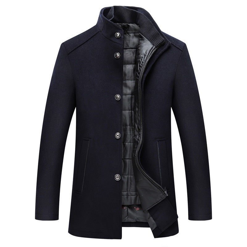 Solid Color Casual Men's Woolen Coat - StepByStepNow