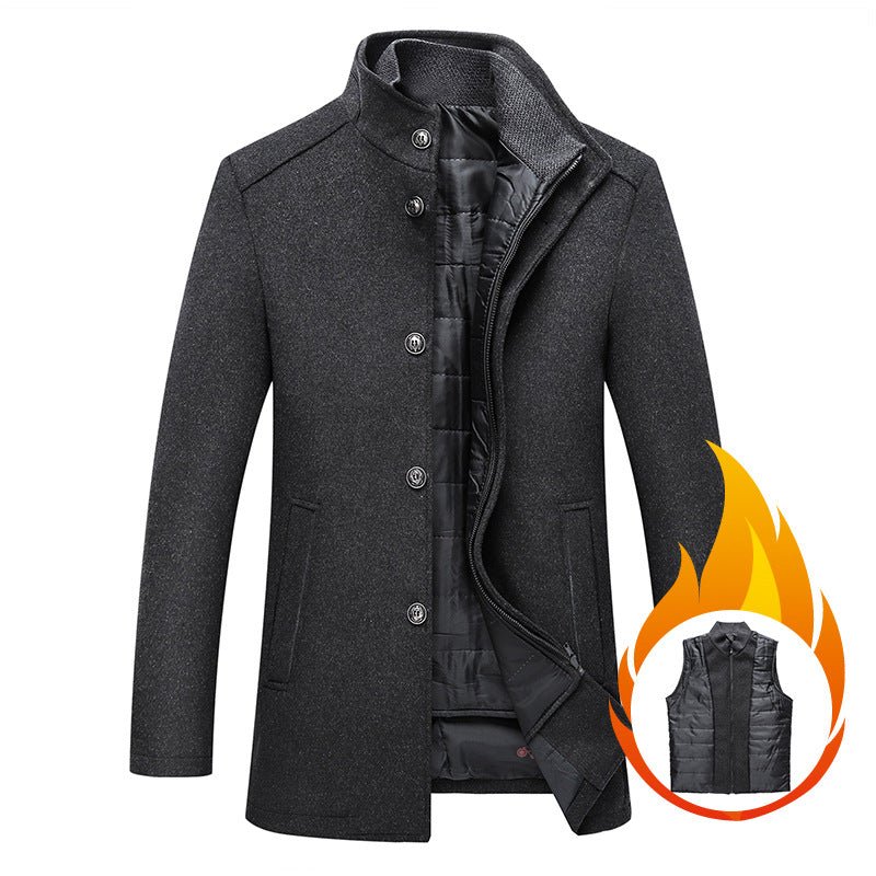 Solid Color Casual Men's Woolen Coat - StepByStepNow