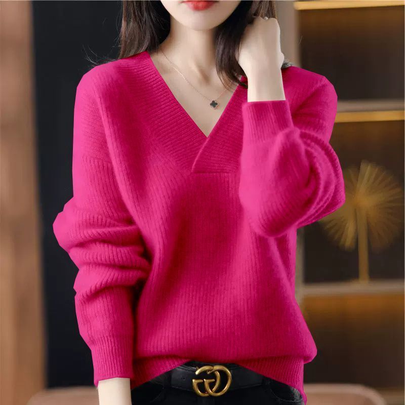Solid Color Collar Sweater Women's Loose Slimming - StepByStepNow