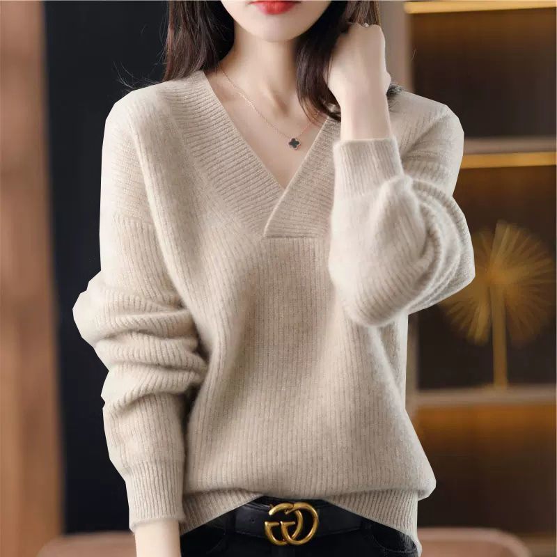Solid Color Collar Sweater Women's Loose Slimming - StepByStepNow