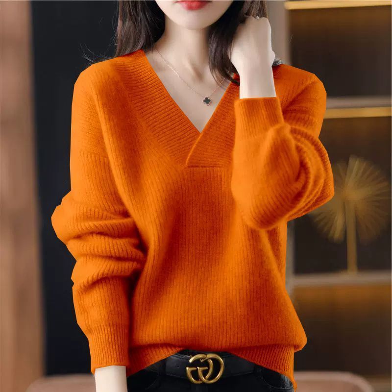 Solid Color Collar Sweater Women's Loose Slimming - StepByStepNow