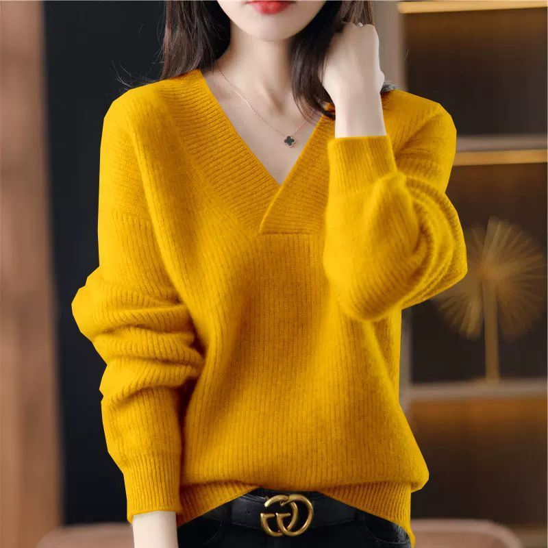 Solid Color Collar Sweater Women's Loose Slimming - StepByStepNow