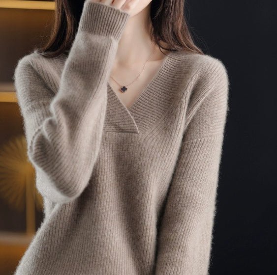 Solid Color Collar Sweater Women's Loose Slimming - StepByStepNow