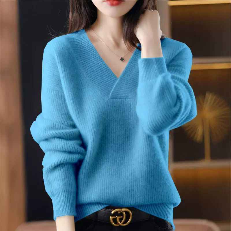 Solid Color Collar Sweater Women's Loose Slimming - StepByStepNow