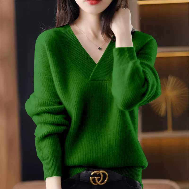 Solid Color Collar Sweater Women's Loose Slimming - StepByStepNow