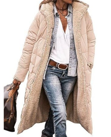 Solid Color Hooded Long Coat Winter Long Sleeve Double - sided Wear Slim Elegant Cardigan Jacket Top Women's Clothing - StepByStepNow