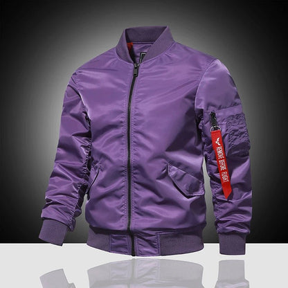 Spring and Autumn Winter Air Force MA1 Pilot Jacket Men's Solid Color Baseball Jacket Casual Thick Windproof Warm Cotton Jacket - StepByStep