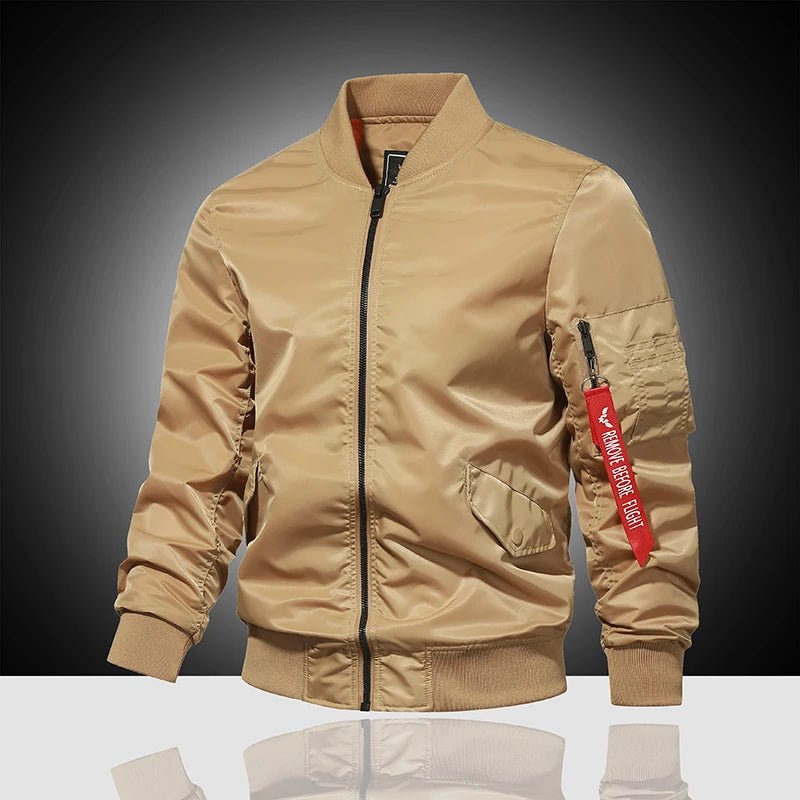 Spring and Autumn Winter Air Force MA1 Pilot Jacket Men's Solid Color Baseball Jacket Casual Thick Windproof Warm Cotton Jacket - StepByStep
