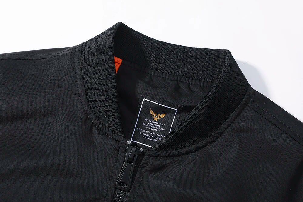 Spring and Autumn Winter Air Force MA1 Pilot Jacket Men's Solid Color Baseball Jacket Casual Thick Windproof Warm Cotton Jacket - StepByStep