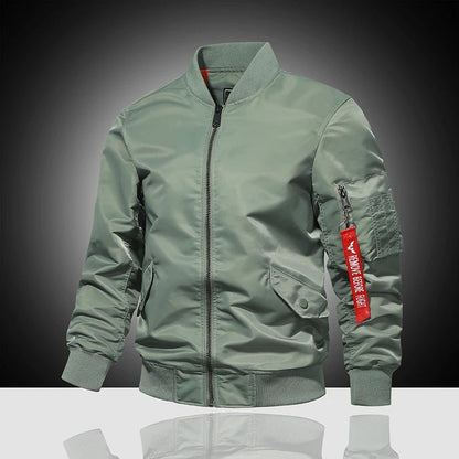 Spring and Autumn Winter Air Force MA1 Pilot Jacket Men's Solid Color Baseball Jacket Casual Thick Windproof Warm Cotton Jacket - StepByStep
