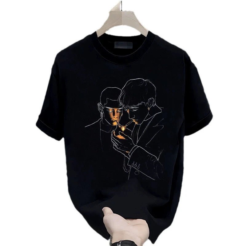 StepByStepNow Men's Hip Hop Graphic Tee - Cotton Casual Summer T-Shirt White &amp; Black Up to 5XL - StepByStepNow