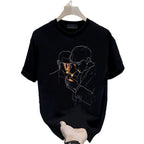 StepByStepNow Men's Hip Hop Graphic Tee - Cotton Casual Summer T-Shirt White &amp; Black Up to 5XL - StepByStepNow