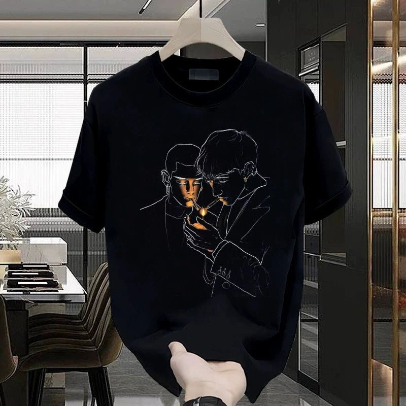 StepByStepNow Men's Hip Hop Graphic Tee - Cotton Casual Summer T-Shirt White &amp; Black Up to 5XL - StepByStepNow