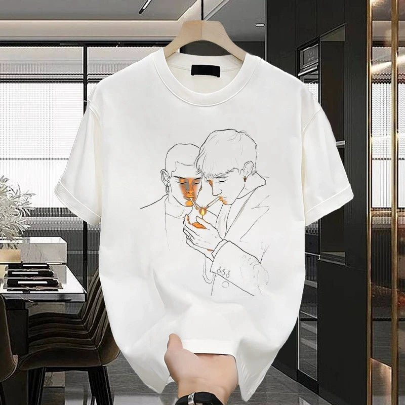 StepByStepNow Men's Hip Hop Graphic Tee - Cotton Casual Summer T-Shirt White &amp; Black Up to 5XL - StepByStepNow