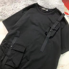 StepByStepNow Men’s Japanese Function T-Shirt - Loose Workwear Pocket Tee with Drop Shoulder - StepByStepNow