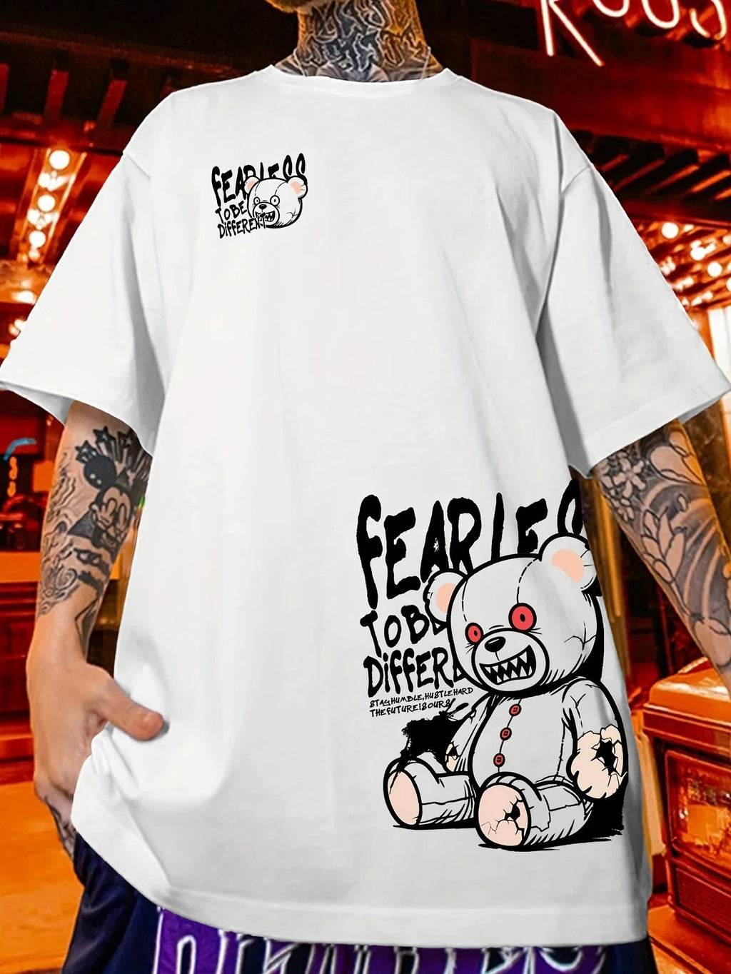 StepByStepNow | Men’s "Urban Teddy" Summer Tee – Breathable Letter Printed Streetwear Top - StepByStepNow