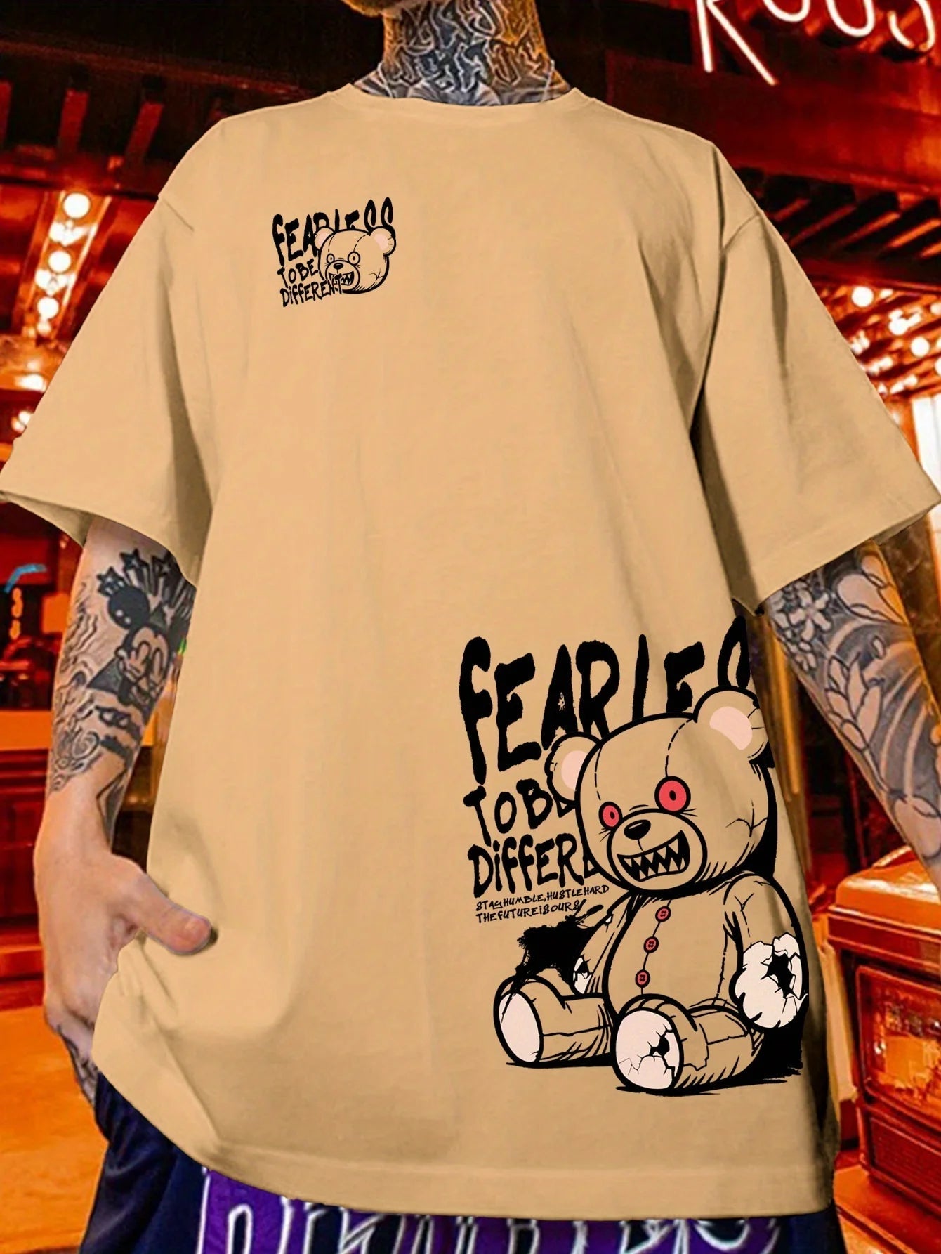 StepByStepNow | Men’s "Urban Teddy" Summer Tee – Breathable Letter Printed Streetwear Top - StepByStepNow