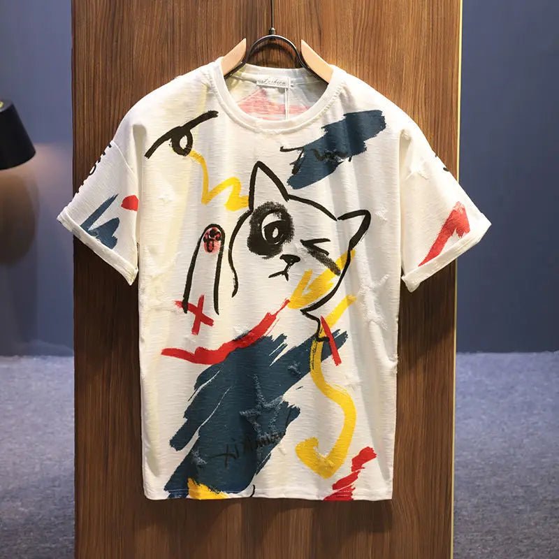StepByStepNow Men's Y2K Vintage Cotton Tee - Loose Fit Summer Top - StepByStepNow