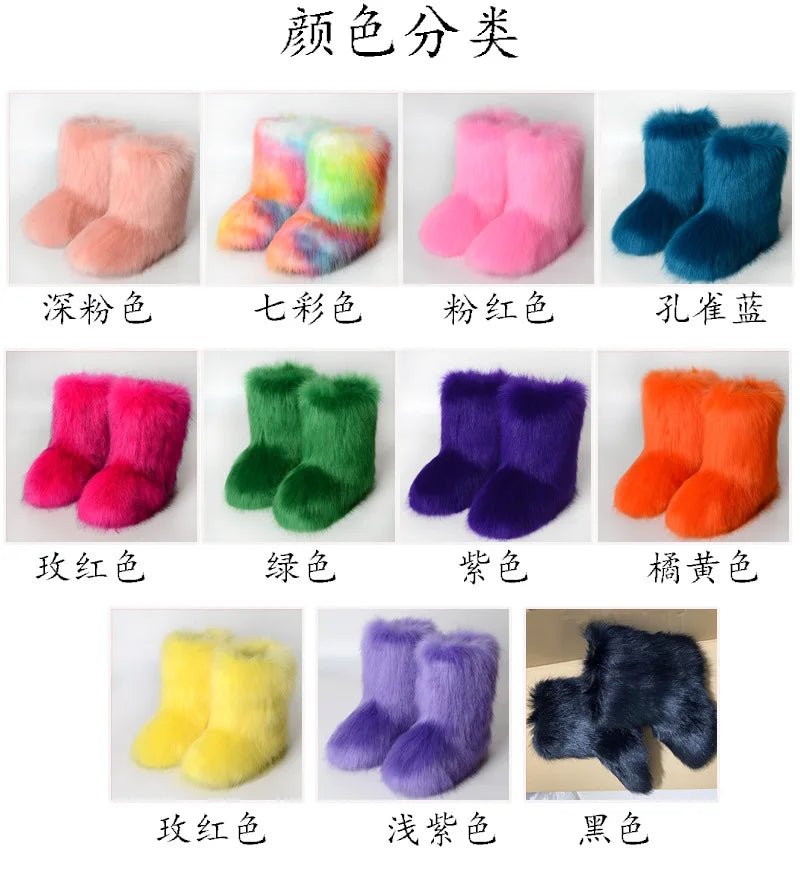 Stivali da neve invernali da donna pelliccia di volpe sintetica - StepByStepNow