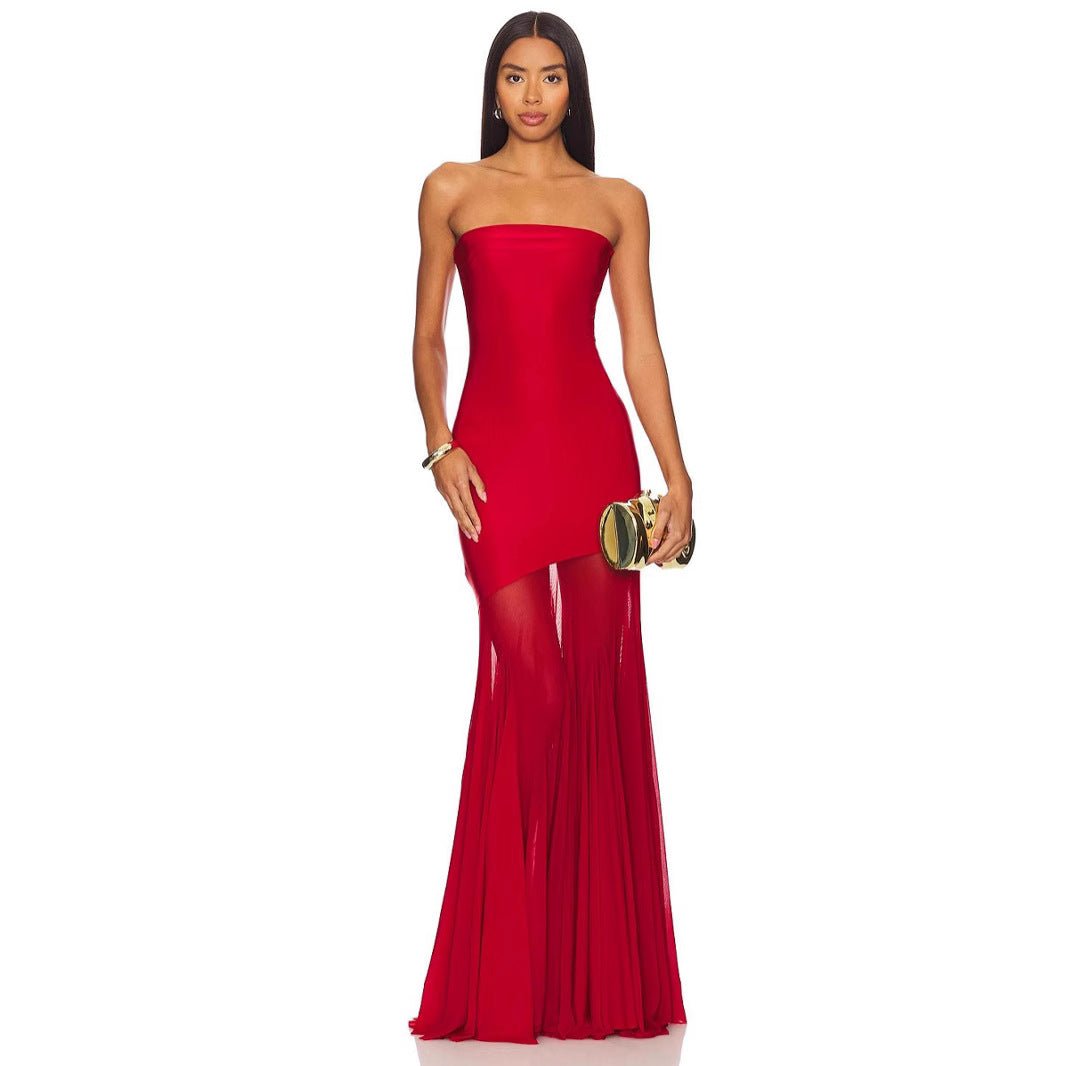 Strapless Bodycon Mesh Dress For Women, Fitted, Solid Color, SoHo, BYMANYC New York. - StepByStep