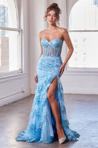 Strapless Layered Ruffle Mermaid Dress - StepByStepNow