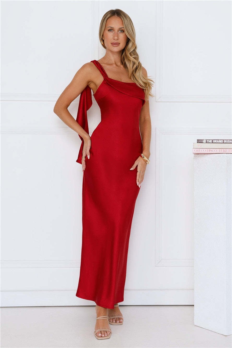 Strapless Satin Slit Long Dress For Women, Upper East Side, BYMANYC New York. - StepByStep