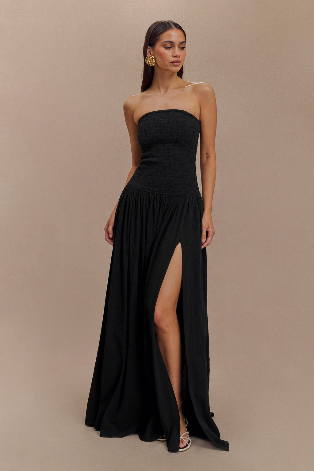 Strapless Shirred Backless Long Dress For Women, Williamsburg, BYMANYC New York. - StepByStep