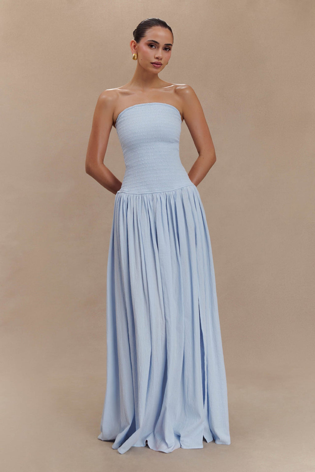 Strapless Shirred Backless Long Dress For Women, Williamsburg, BYMANYC New York. - StepByStep