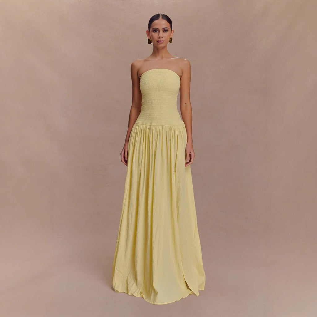 Strapless Shirred Backless Long Dress For Women, Williamsburg, BYMANYC New York. - StepByStep
