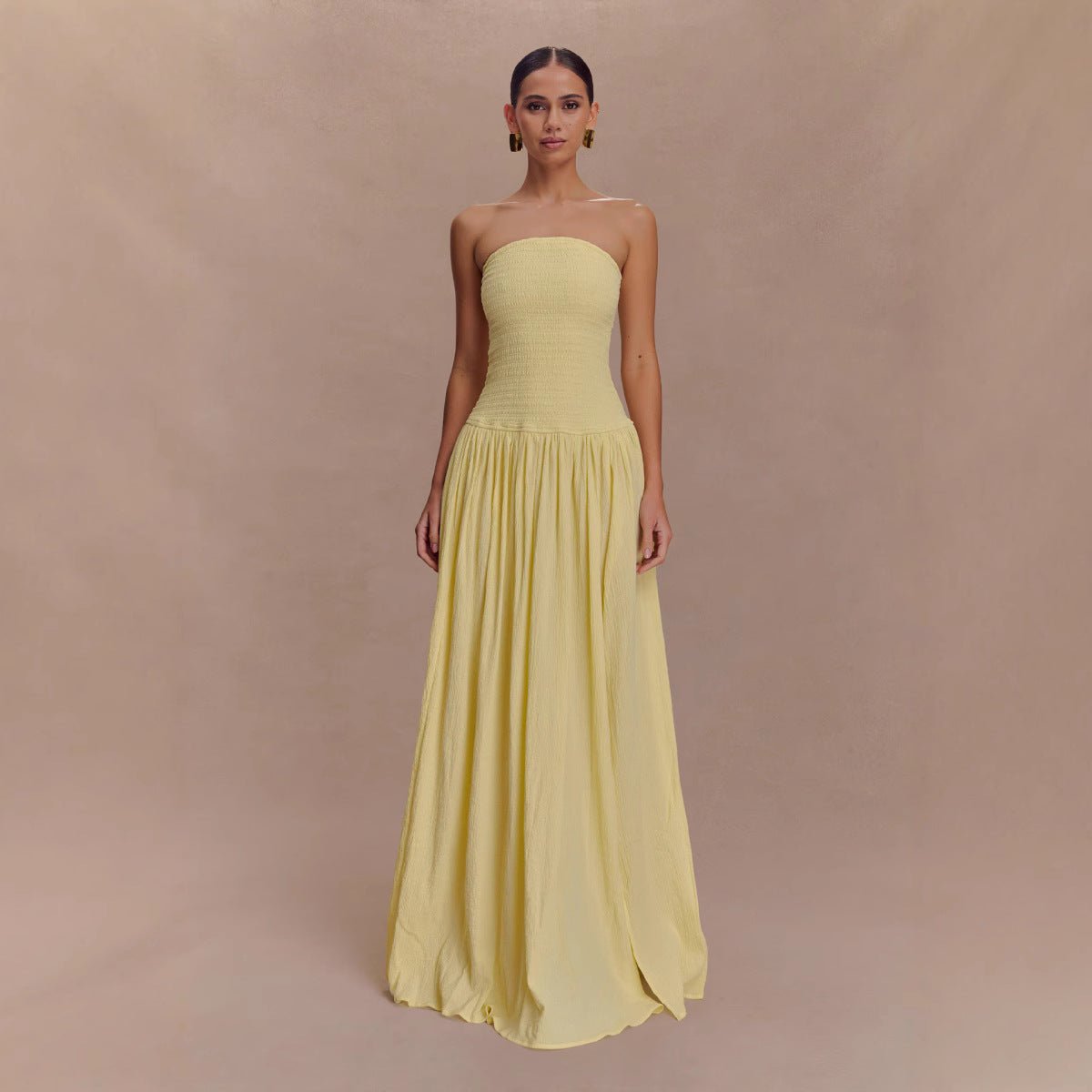 Strapless Shirred Backless Long Dress For Women, Williamsburg, BYMANYC New York. - StepByStep