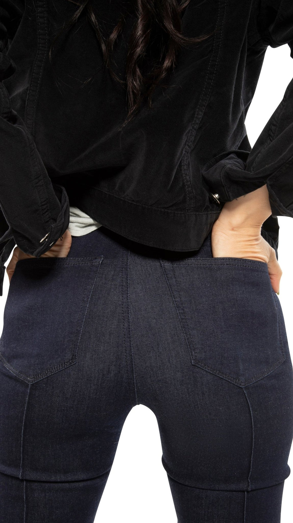 Stretch Velvet Jean Jacket (Black) - StepByStep