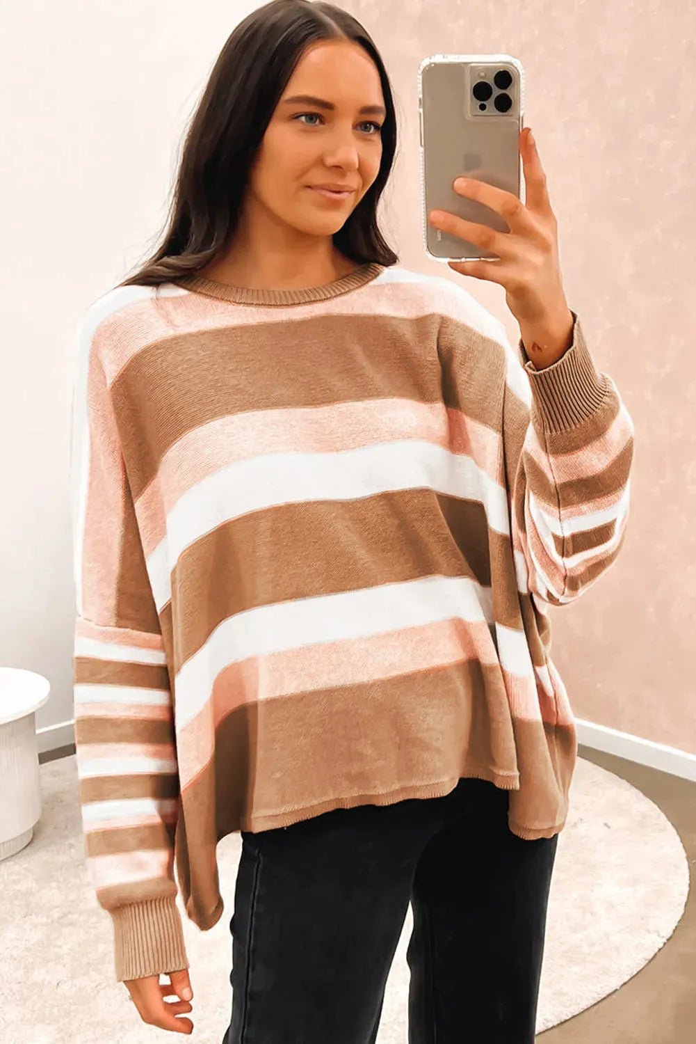 Striped Knit Loose Sweater - StepByStep
