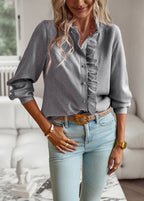 Camicia a righe con ruches - Blusa elegante - StepByStepNow