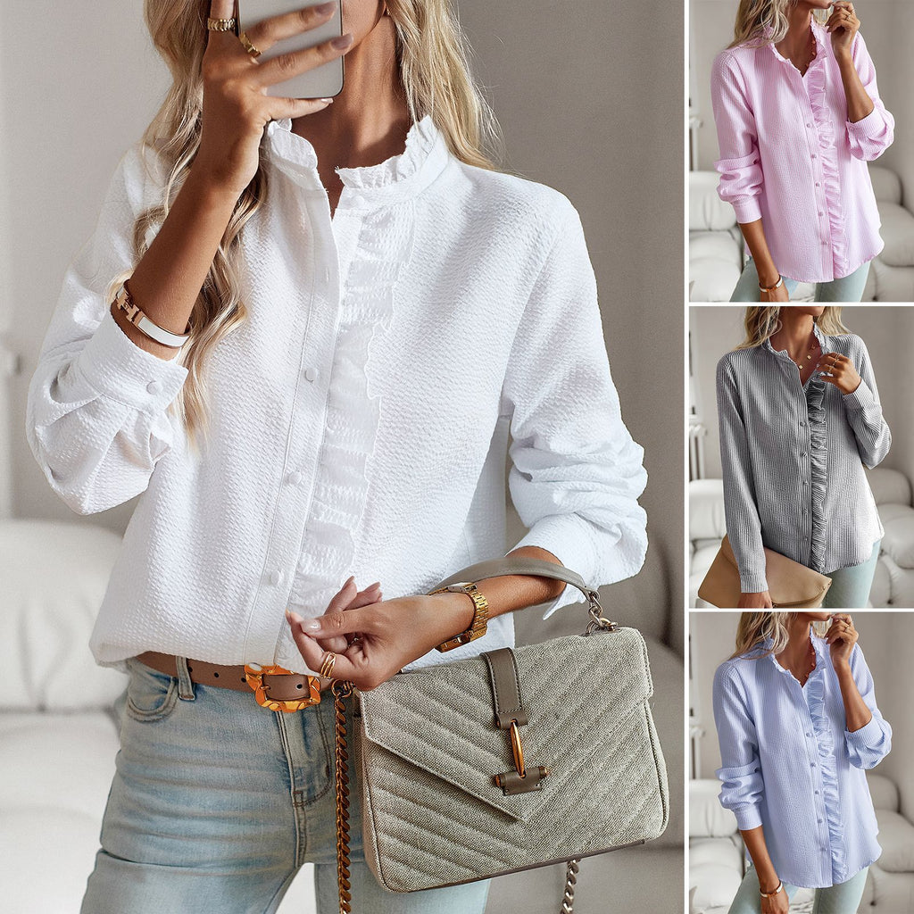 Camicia a righe con ruches - Blusa elegante - StepByStepNow