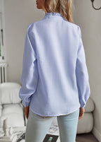 Camicia a righe con ruches - Blusa elegante - StepByStepNow