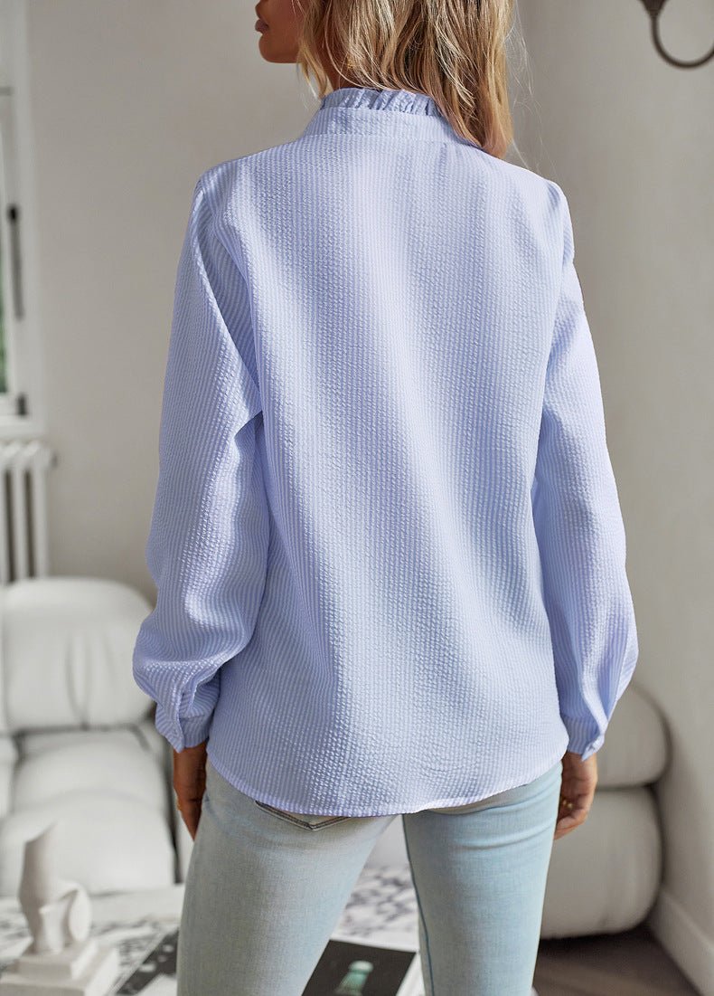 Camicia a righe con ruches - Blusa elegante - StepByStepNow