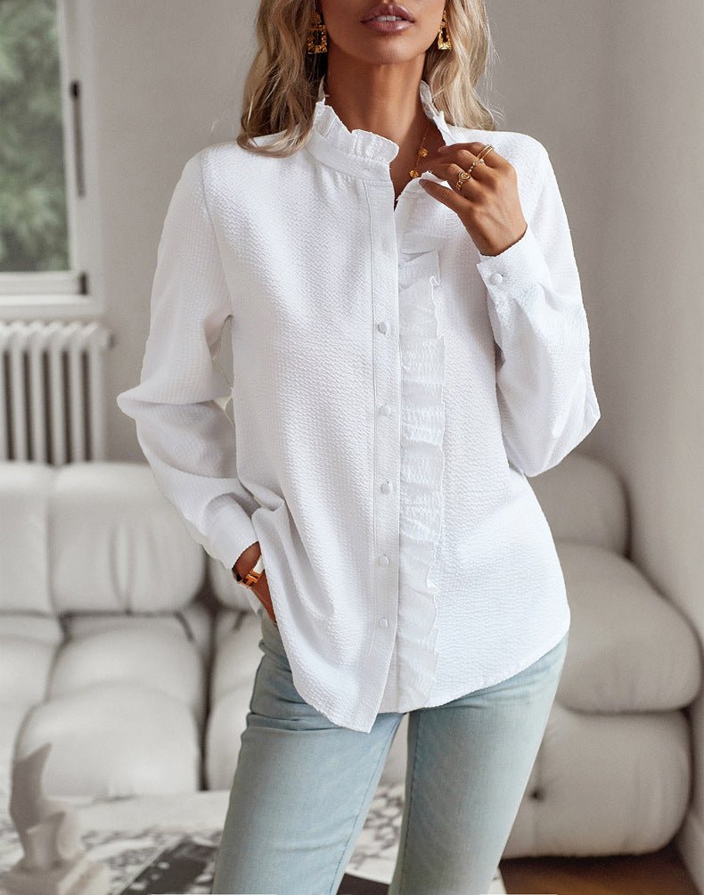 Camicia a righe con ruches - Blusa elegante - StepByStepNow