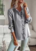 Camicia a righe con ruches - Blusa elegante - StepByStepNow