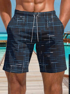 Summer Classic Grid Stripes Pattern Men Beach Shorts Swim Trunks Fashion 3D Printed Sports Casual Shorts Loose Clothes for Man - StepByStepNow