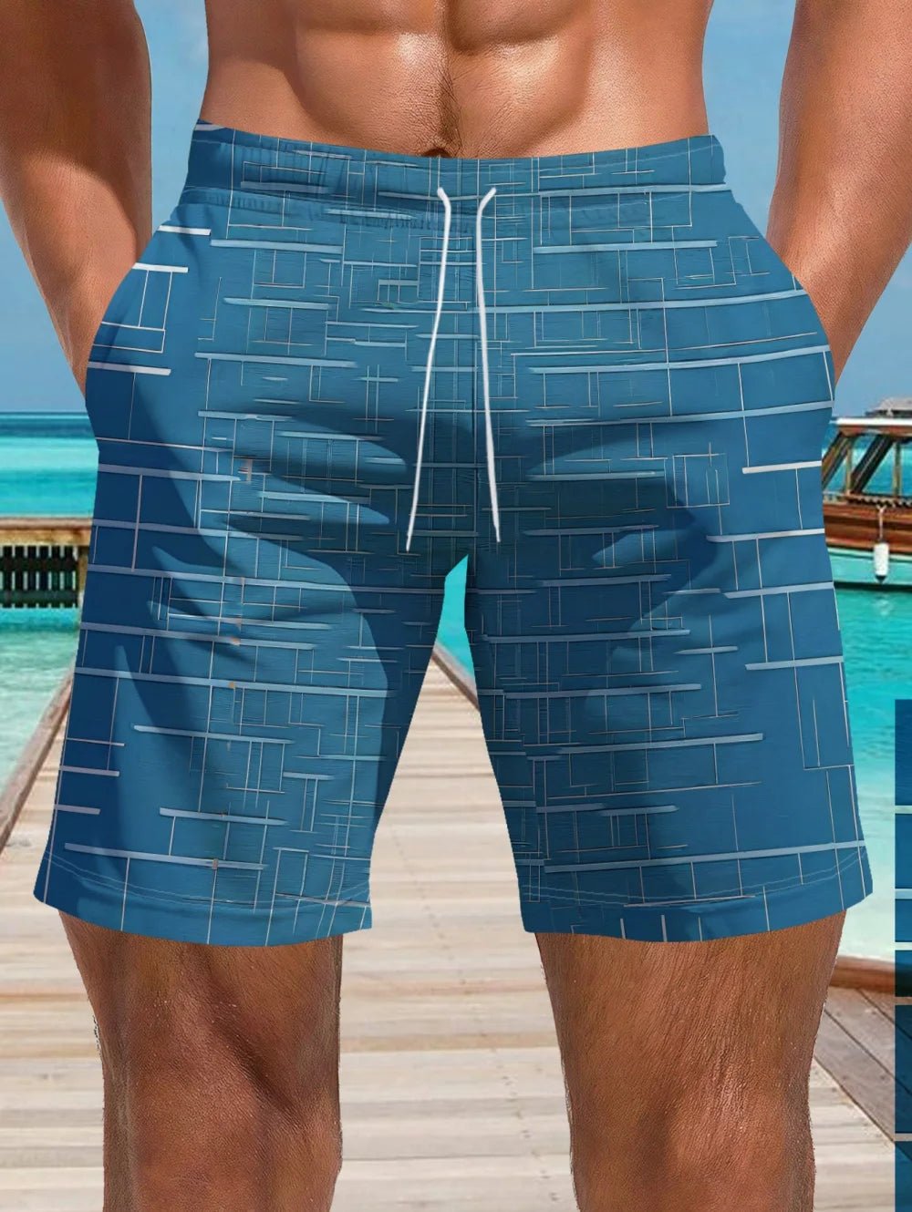 Summer Classic Grid Stripes Pattern Men Beach Shorts Swim Trunks Fashion 3D Printed Sports Casual Shorts Loose Clothes for Man - StepByStepNow