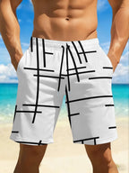 Summer Classic Grid Stripes Pattern Men Beach Shorts Swim Trunks Fashion 3D Printed Sports Casual Shorts Loose Clothes for Man - StepByStepNow