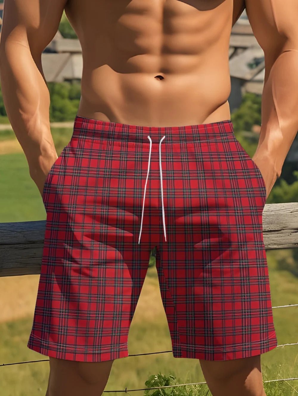 Summer Classic Grid Stripes Pattern Men Beach Shorts Swim Trunks Fashion 3D Printed Sports Casual Shorts Loose Clothes for Man - StepByStepNow