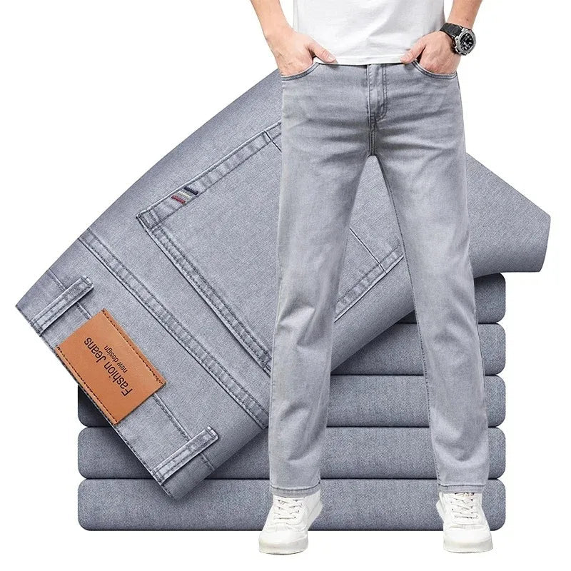 Jeans uomo grigi elasticizzati per estate: perfetti per l'ufficio o il tempo libero - StepByStepNow